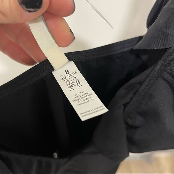 Sea Level Australia Ruffle One Piece Black Swimsuit Flattering Size 4/8 - Picture 6 of 7